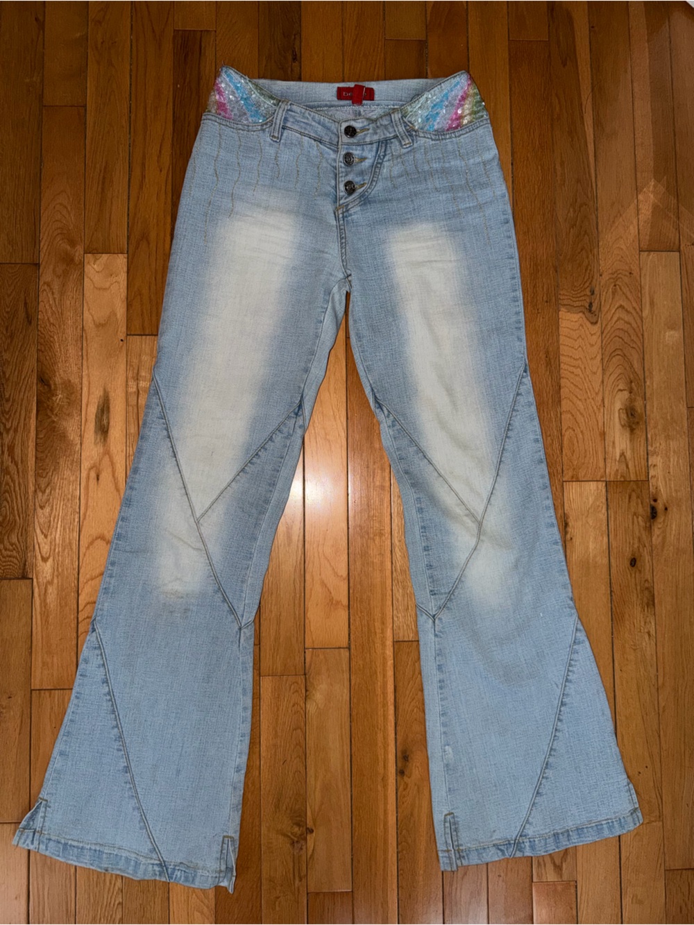 vintage bebe rainbow sequin jeans